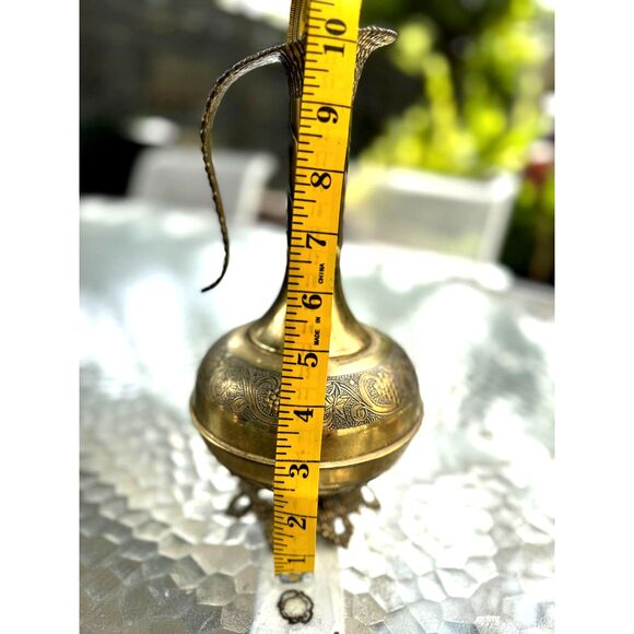 Vintage Jerusalem Solid Brass Ornate Pitcher Size 10"H x 5"W - Picture 3 of 8